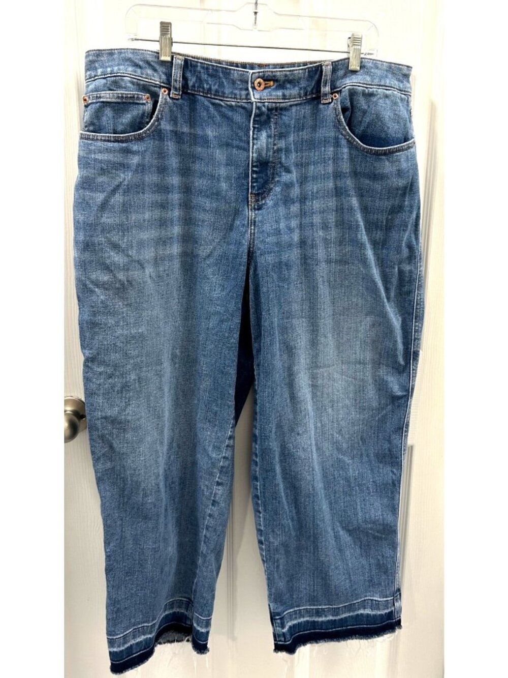 Talbots High Waist Straight Ankle Jean - Size 14 Fringe Hem